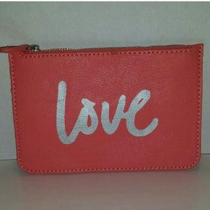 Women's Ann Taylor LOFT Purse w/ "LOVE" in Silver Zipper Closure